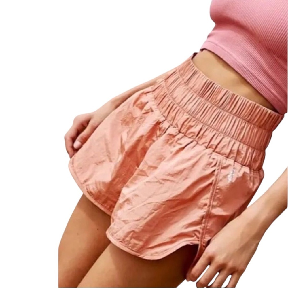 FREE PEOPLE FP MOVEMENT The Way Home Shorts Lined Size Small Orange Peach - Picture 2 of 6